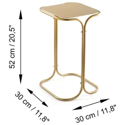 Tavolini Da Salotto > Dmora Tavolino da Salotto Forma Quadrato Materiale Piano in Metallo 30x30x52h cm, Colore Ripiano - Perrero Oro