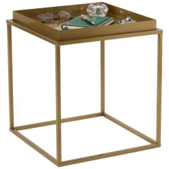 Tavolini Da Salotto > Dmora Tavolino da Salotto Forma Rotondo Materiale Piano in Vetro 80x80x43h cm, Colore Ripiano Trasparente - Moena Oro
