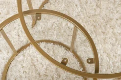 Tavolini Da Salotto > Dmora Tavolino da Salotto Modulabile Forma Rotondo 60x60x43h cm, Materiale Piano in Vetro - Simaxis Oro