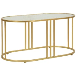 Tavolini Da Salotto > Dmora Tavolino da Salotto oro Trasparente Forma Rotondo Colore Ripiano Trasparente 38x38x60h cm, Materiale Struttura in Vetro - Amasya Trasparente, Oro