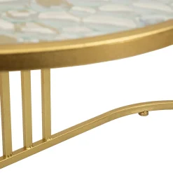 Tavolino da Salotto oro Trasparente Forma Ovale Colore Ripiano Trasparente 90x50x45h cm, Materiale Struttura in Vetro - Fadali