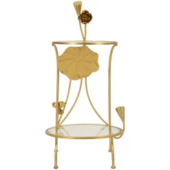 Tavolino da Salotto oro Trasparente Forma Rotondo Colore Ripiano Trasparente 40x40x78h cm, Materiale Struttura in Vetro - Danesami