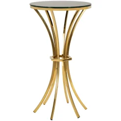 Tavolino da Salotto oro Trasparente Forma Rotondo Colore Ripiano Trasparente 50x50x92h cm, Materiale Struttura in Vetro - Datelosa