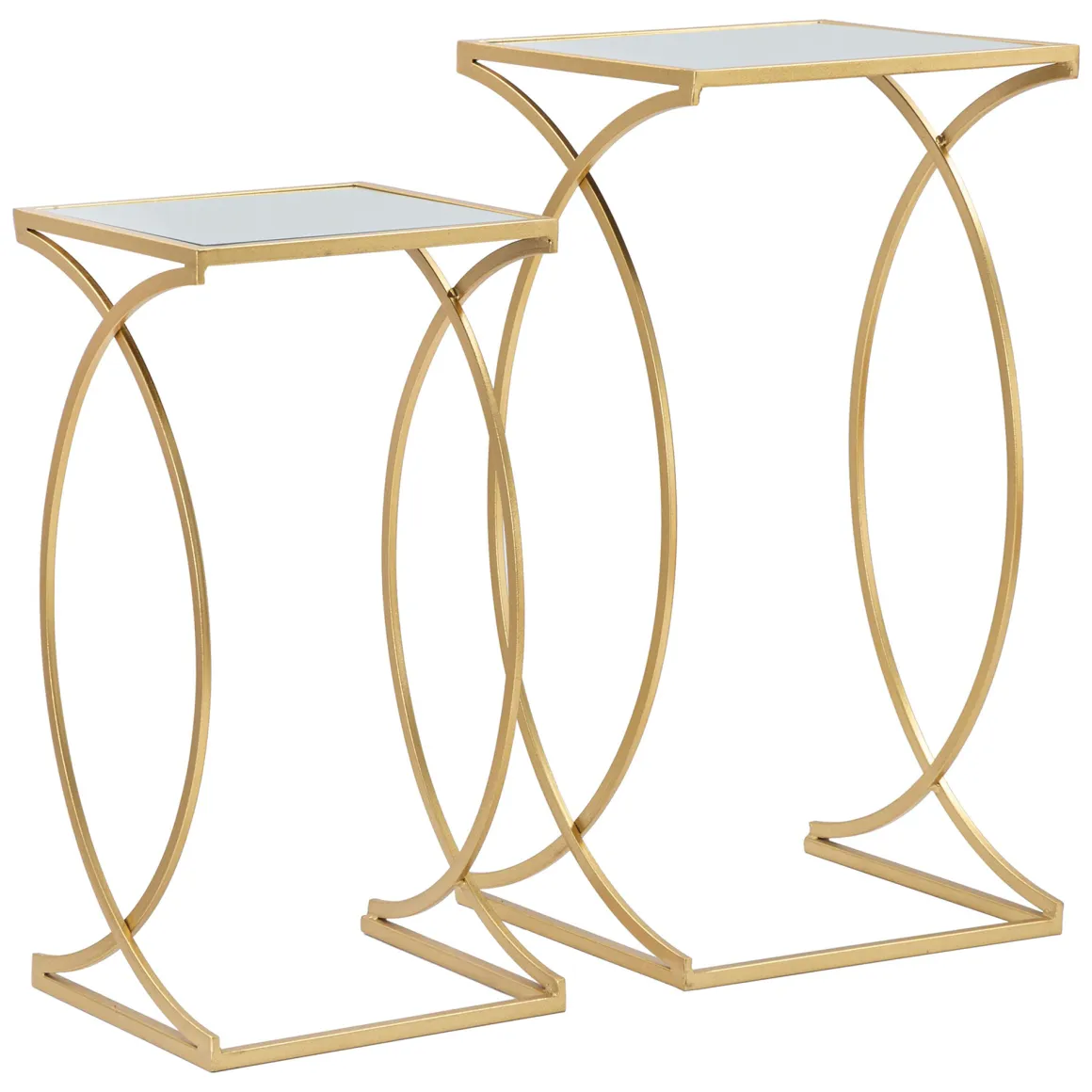 Tavolino da Salotto oro Trasparente set da 2 Modulabili Forma Quadrato 35x35x70h cm, Colore Ripiano Trasparente - Gane