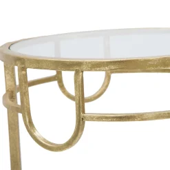 Tavolino da Salotto oro Trasparente set da 3 Portatelefono Forma Rotondo 33x33x70h cm, Colore Ripiano Trasparente - Gama