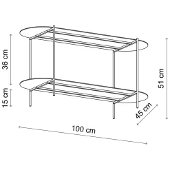 Tavolini Da Salotto > Dmora Tavolino da Salotto un Vano Effetto Lucido 100x45x51h cm, Forma Ovale - Verzate Oro