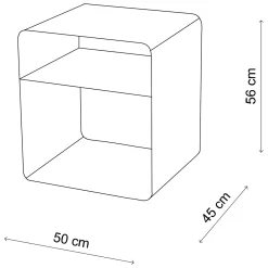 Tavolino da Salotto oro un Vano Forma Rettangolare 45x50x56h cm, Materiale Piano in Metallo - Cannobio
