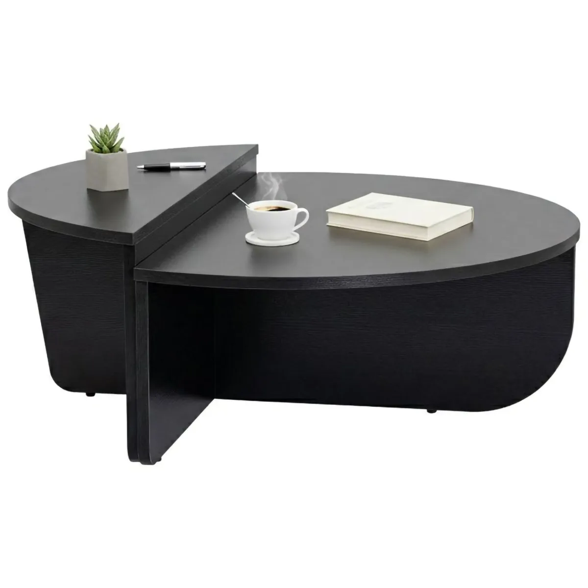 Tavolini Da Salotto > Dmora Tavolino da salotto ovale 90x60x35h cm - Feyre Nero