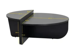 Tavolini Da Salotto > Dmora Tavolino da salotto ovale 90x60x35h cm - Feyre Nero