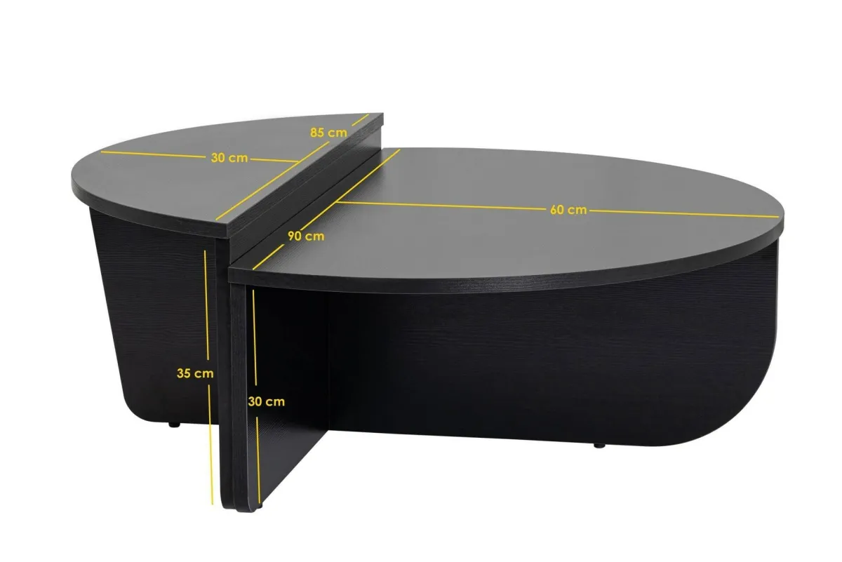 Tavolini Da Salotto > Dmora Tavolino da salotto ovale 90x60x35h cm - Feyre Nero