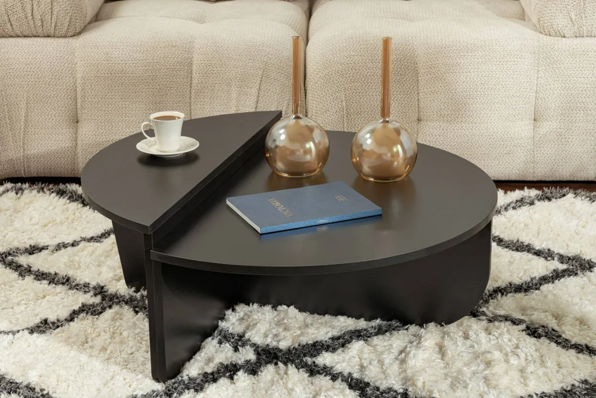 Tavolini Da Salotto > Dmora Tavolino da salotto ovale 90x60x35h cm - Feyre Nero