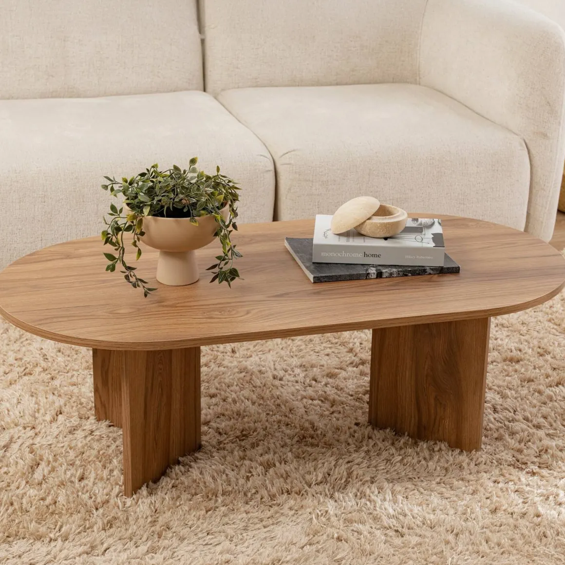 Tavolino da salotto ovale noce 120x40x60h cm - Jurian