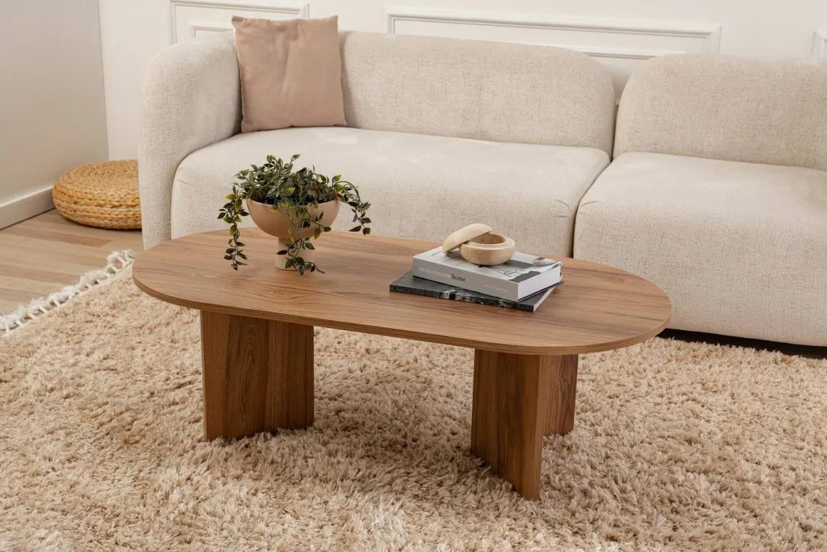 Tavolino da salotto ovale noce 120x40x60h cm - Jurian