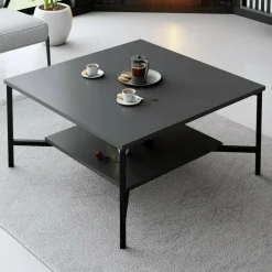 Tavolini Da Salotto|Salotto > Dmora Tavolino da salotto quadrato antracite e nero 80x80x40h cm - Mia Nero, Nero Antracite