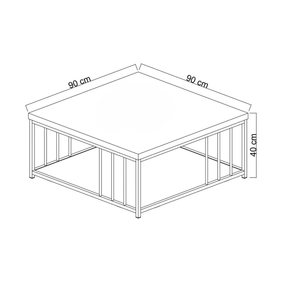Tavolino da salotto quadrato antracite e oro 90x90x40h cm - Raiden