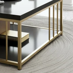 Tavolino da salotto quadrato antracite e oro 90x90x40h cm - Raiden