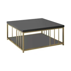 Tavolino da salotto quadrato antracite e oro 90x90x40h cm - Raiden