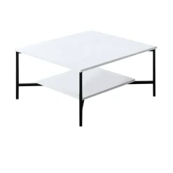 Tavolini Da Salotto > Dmora Tavolino da salotto quadrato marmo 90x90x35h cm - Jesinia Bianco Marmo