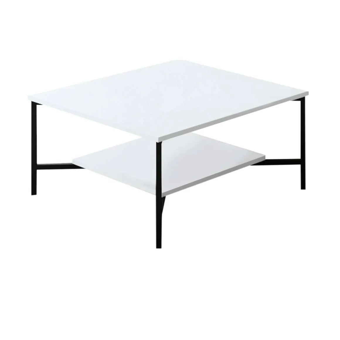 Tavolini Da Salotto > Dmora Tavolino da salotto quadrato marmo 90x90x35h cm - Jesinia Bianco Marmo