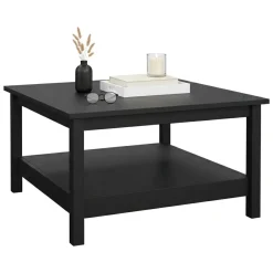 Tavolini Da Salotto|Salotto > Dmora Tavolino da salotto quadrato noce e nero 80x80x40h cm - Mia Nero, Marrone Noce