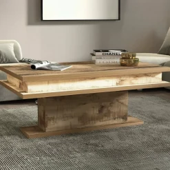 Tavolini Da Salotto|Salotto > Dmora Tavolino da salotto rettangolare acero 55x55x41h cm - Chanthu Marrone Acero