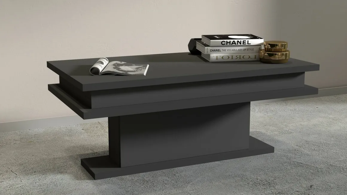 Tavolino da salotto rettangolare antracite 100x55x42h cm - Iside