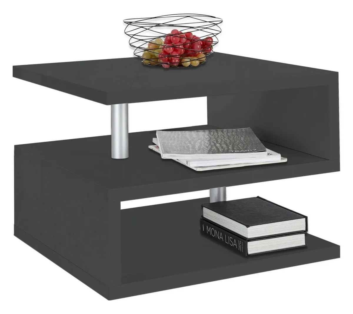 Salotto > Dmora Tavolino da salotto rettangolare antracite 55x55x41h cm - Chanthu Nero Antracite