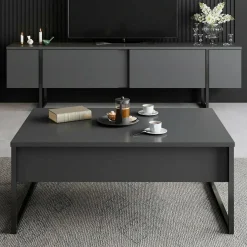 Salotto > Dmora Tavolino da salotto rettangolare ardesia 100x55x42h cm con LED - Iside Grigio Ardesia