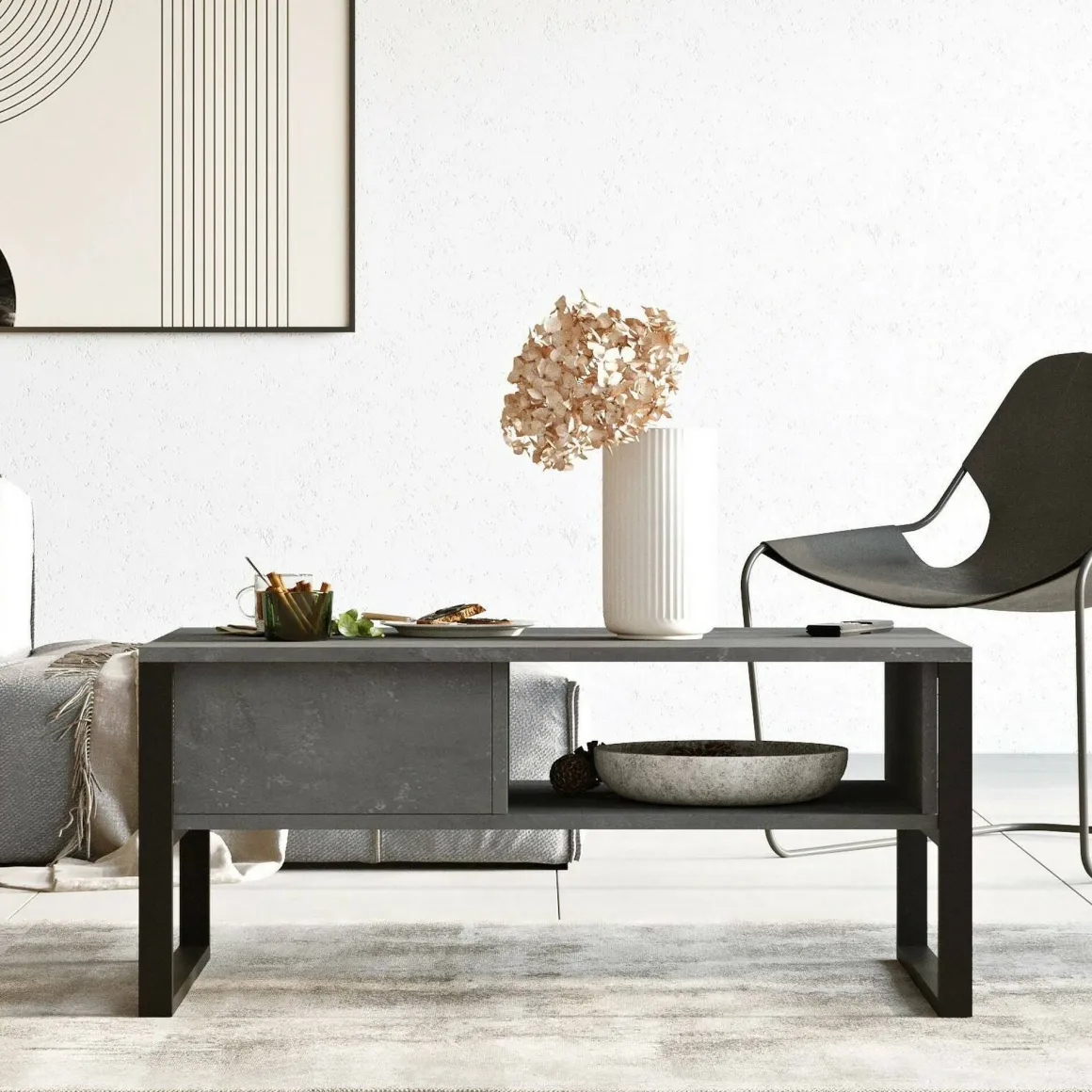 Tavolino da salotto rettangolare argento 100x59x44h cm - Alfonsa