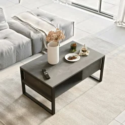 Tavolino da salotto rettangolare argento 100x59x44h cm - Alfonsa
