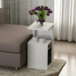 Tavolino da salotto rettangolare bianco 35x29x60h cm - Karnot