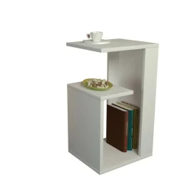 Tavolino da salotto rettangolare bianco 35x29x60h cm - Karnot