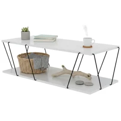 Tavolino da salotto rettangolare bianco e nero 120x50x30h cm - Sarika