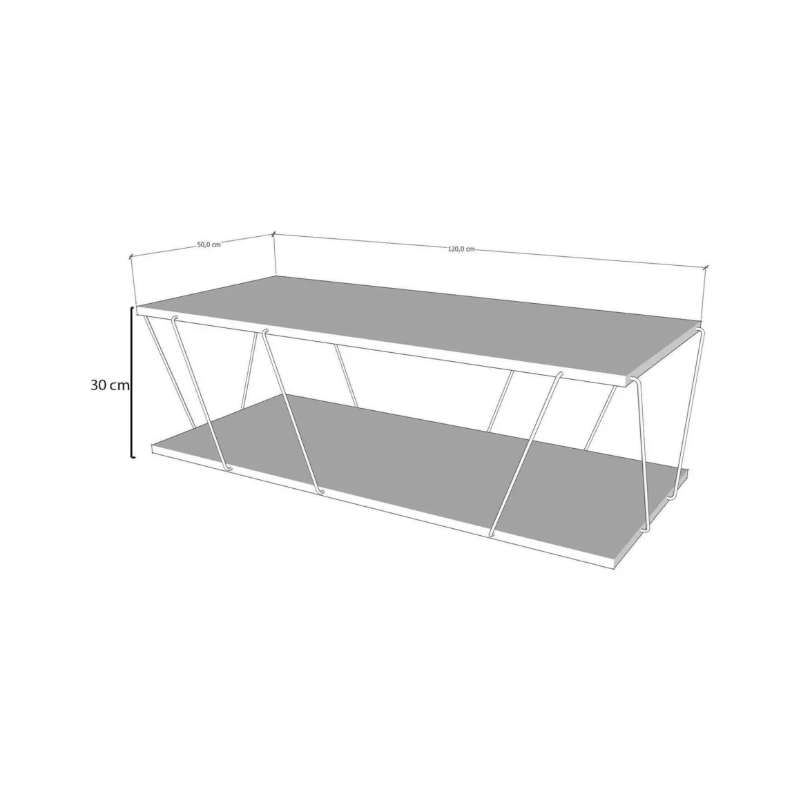 Tavolino da salotto rettangolare bianco e nero 120x50x30h cm - Sarika