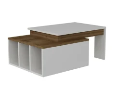 Tavolino da salotto rettangolare bianco e noce 90x60x37h cm - Virgile