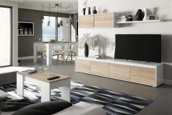 Tavolino da salotto rettangolare bianco e rovere 100x45x50h cm - Almas