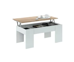 Tavolino da salotto rettangolare bianco e rovere 100x45x50h cm - Almas