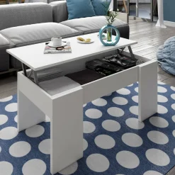 Tavolino da salotto rettangolare bianco lucido 100x45x50h cm - Almas