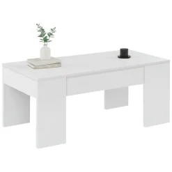 Tavolino da salotto rettangolare bianco lucido 100x45x50h cm - Almas