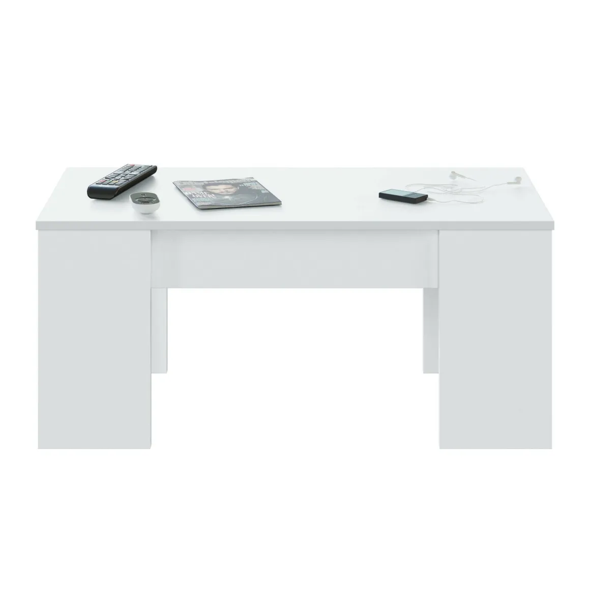 Tavolini Da Salotto|Salotto > Dmora Tavolino da salotto rettangolare 100x55x42h cm facile da pulire - Aboronzi Bianco Lucido