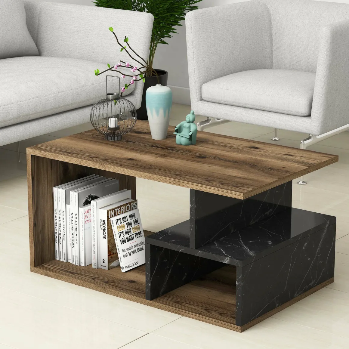 Tavolini Da Salotto > Dmora Tavolino da salotto rettangolare 110x45x41h cm - Amarantha Nero