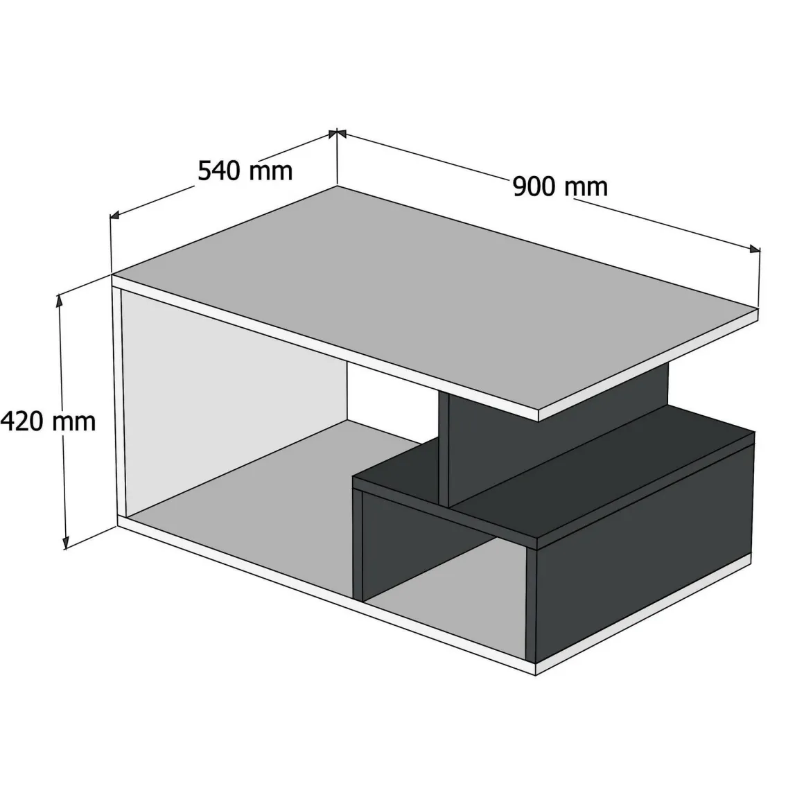 Tavolini Da Salotto > Dmora Tavolino da salotto rettangolare 110x45x41h cm - Amarantha Nero