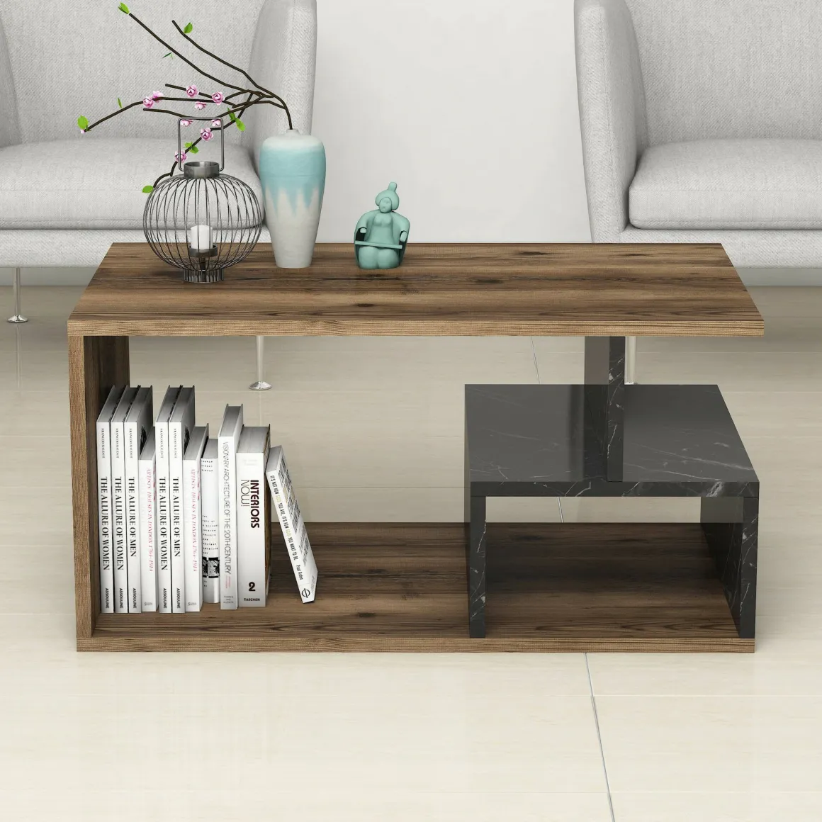 Tavolini Da Salotto > Dmora Tavolino da salotto rettangolare 110x45x41h cm - Amarantha Nero