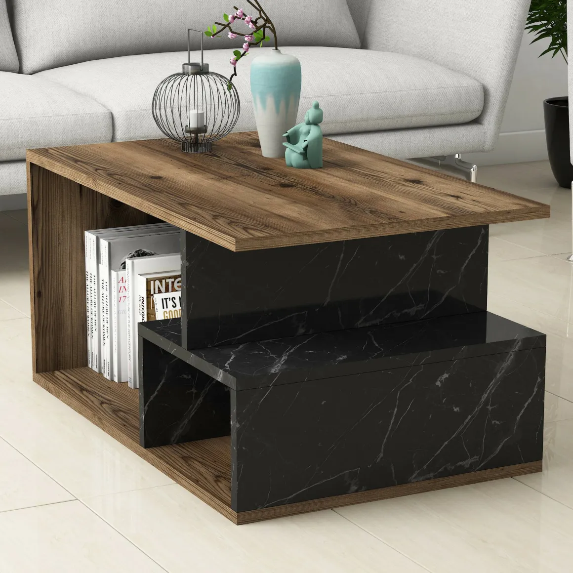 Tavolini Da Salotto > Dmora Tavolino da salotto rettangolare 110x45x41h cm - Amarantha Nero