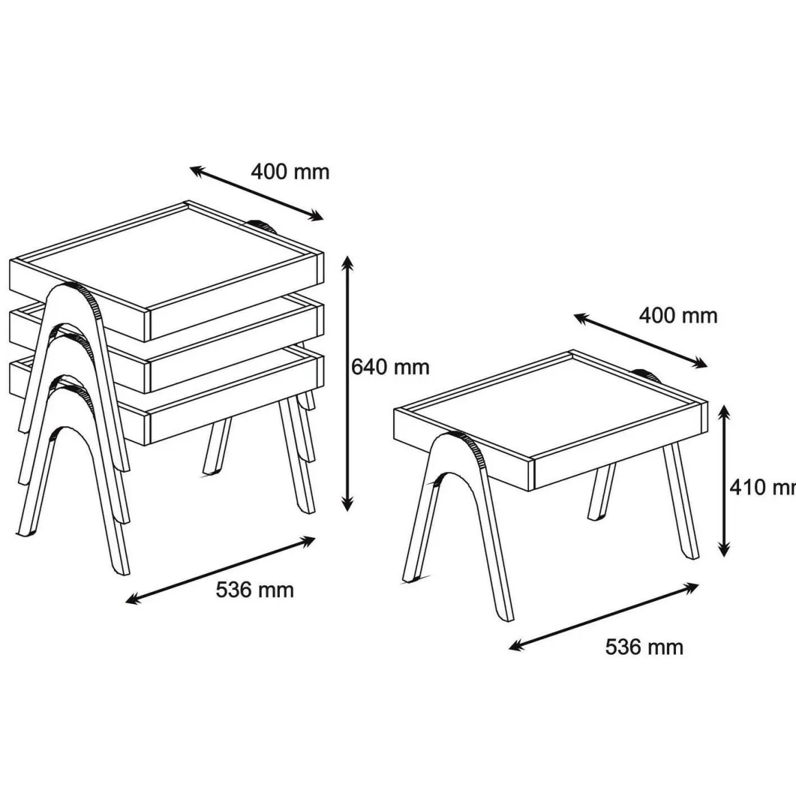Tavolino da salotto rettangolare noce 53x40x64h cm - Strembo