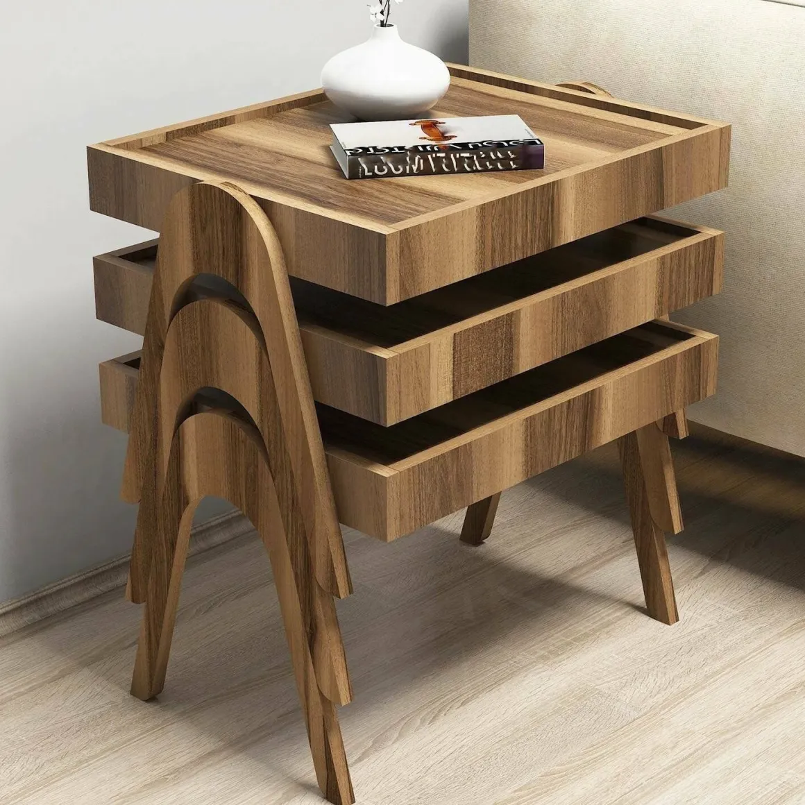 Tavolino da salotto rettangolare noce 53x40x64h cm - Strembo