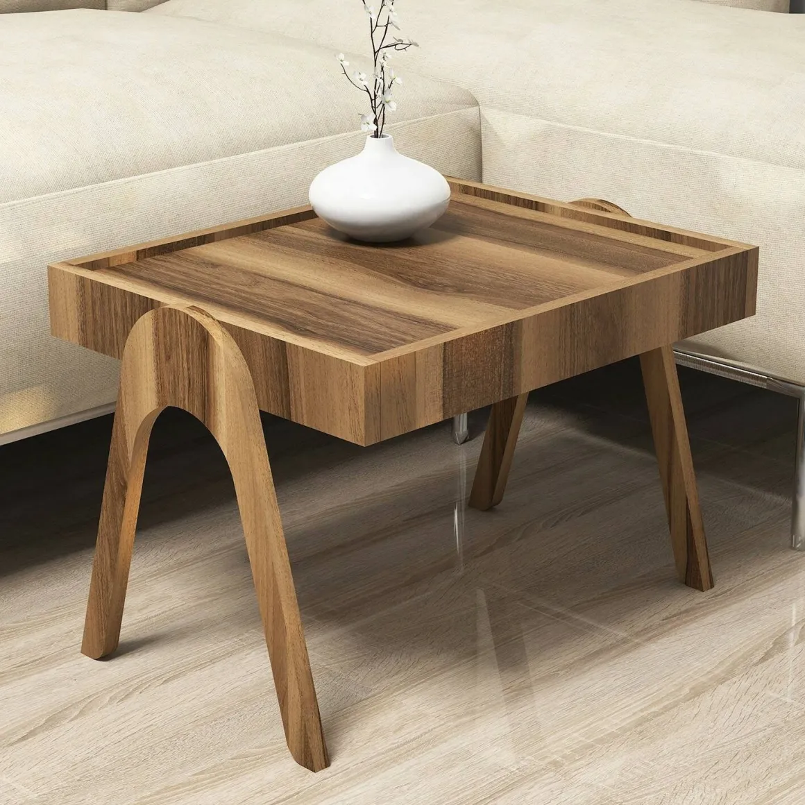 Tavolino da salotto rettangolare noce 53x40x64h cm - Strembo