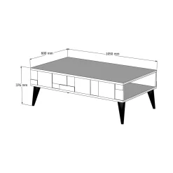 Tavolini Da Salotto > Dmora Tavolino da salotto rettangolare noce e antracite 90x41x54h cm - Basilica Nero Antracite, Marrone Noce
