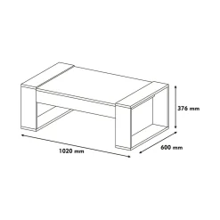 Tavolino da salotto rettangolare noce e bianco 102x60x37h cm - Kaffa