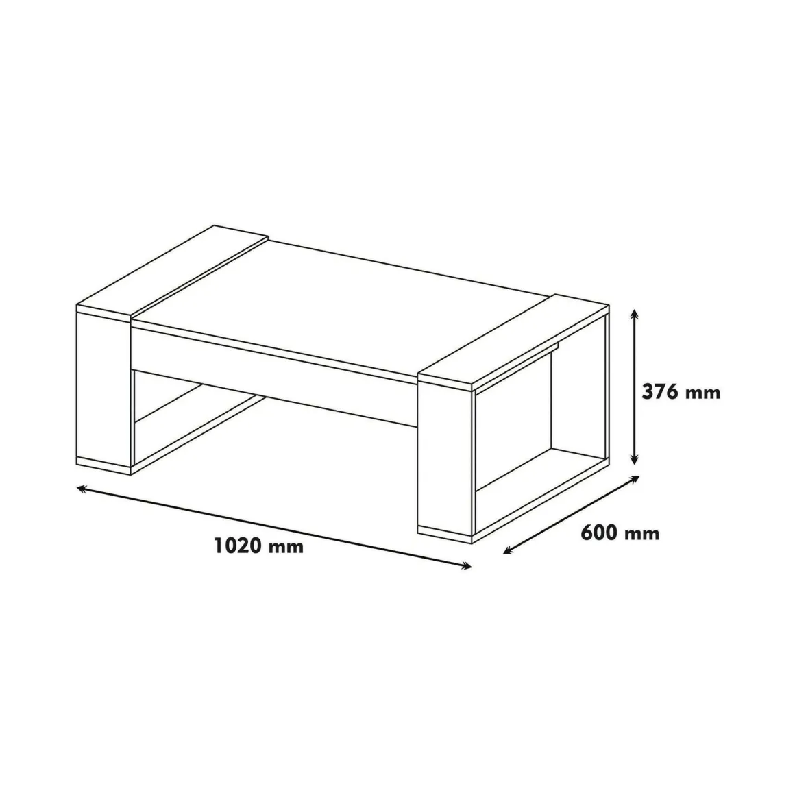 Tavolino da salotto rettangolare noce e bianco 102x60x37h cm - Kaffa